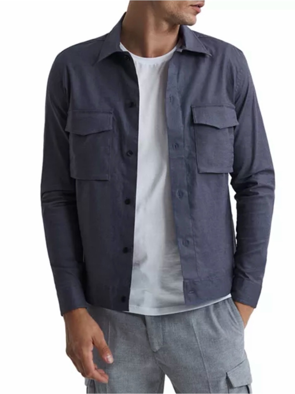 REISS Kimchi Twin Pocket Overshirt Size Large